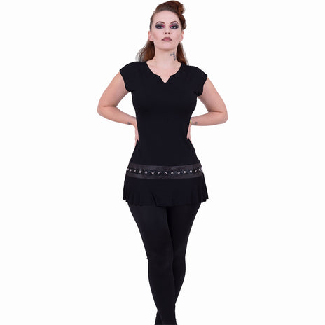 GOTHIC ROCK - Minikleid mit Nieten an der Taille Schwarz