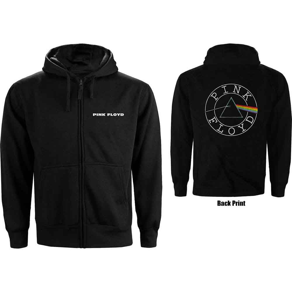PINK FLOYD - CIRCLE LOGO - Ladies Zipped Hoodie Black
