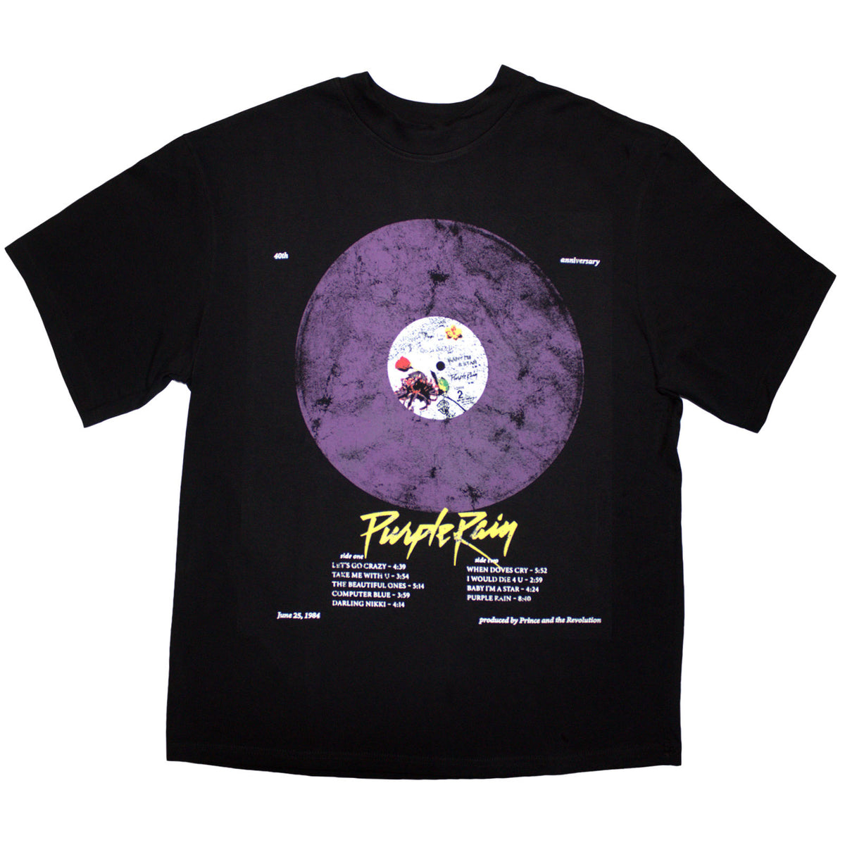 PRINCE - PURPLE RAIN DISC - Oversized Boxy T-Shirt Black