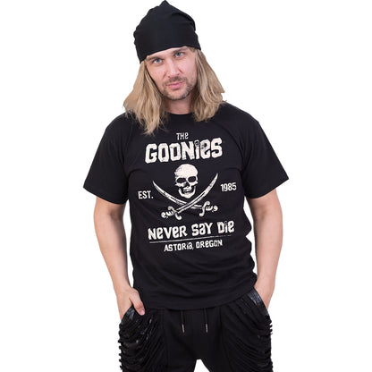 THE GOONIES - NEVER SAY DIE - Front Print T-Shirt Black