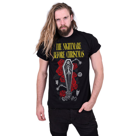 NIGHTMARE BEFORE CHRISTMAS - JACK COFFIN - Front Print T-Shirt Black