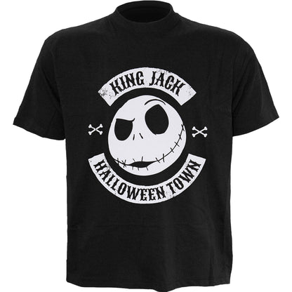 NIGHTMARE BEFORE CHRISTMAS - JACK CREST - Front Print T-Shirt Black