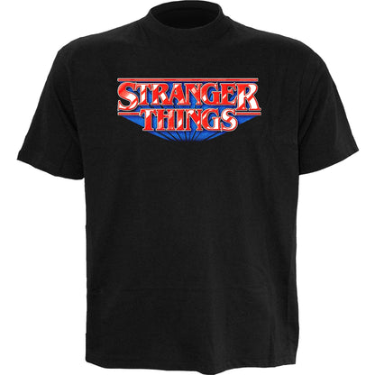 STRANGER THINGS - RETRO LOGO - Maglietta con stampa frontale nera