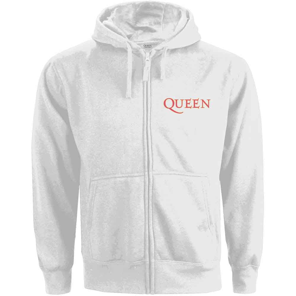 QUEEN - CLASSIC CREST - Ladies Zipped Hoodie White