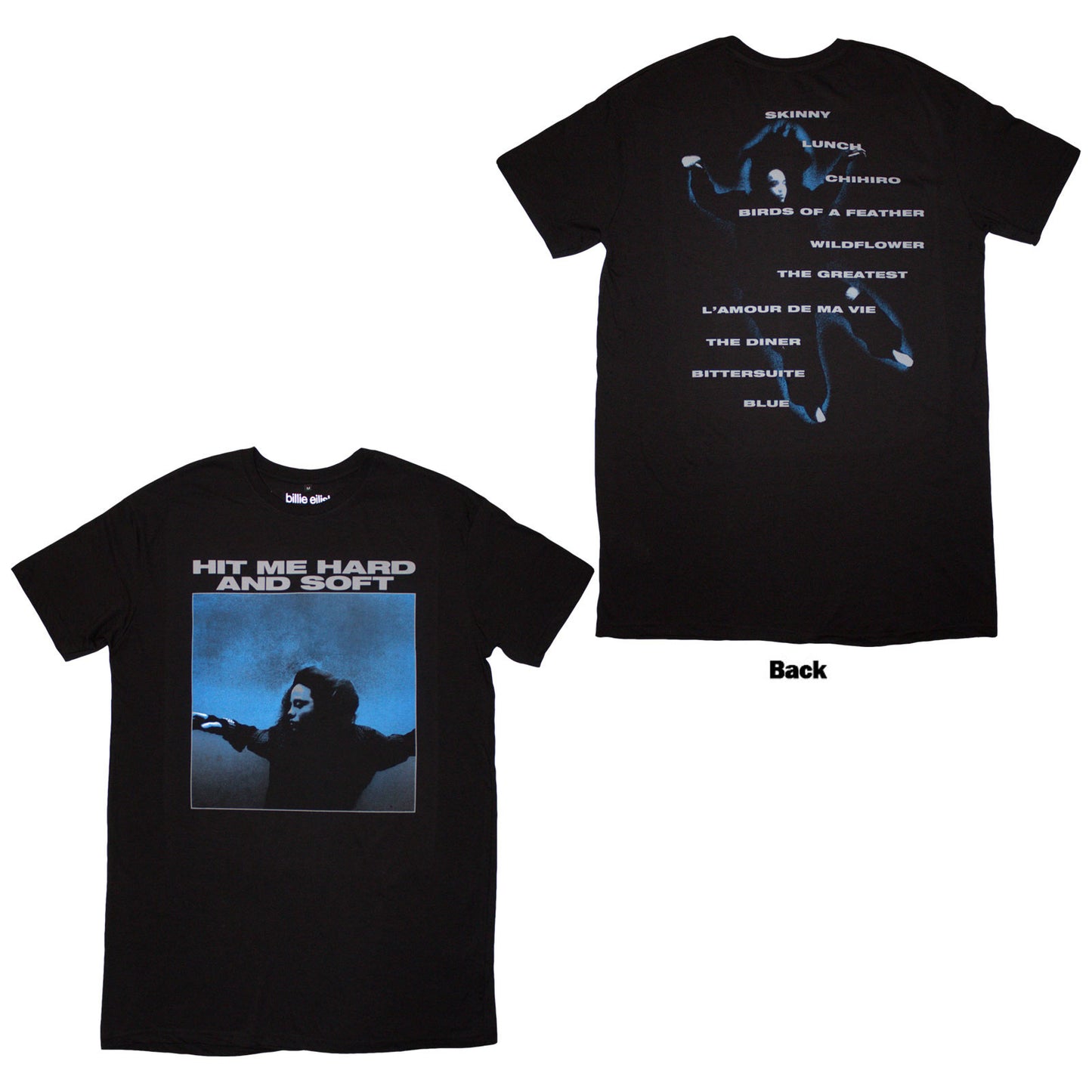 BILLIE EILISH - HMHAS TRACKLIST - T-Shirt Dress Black (Back Print)