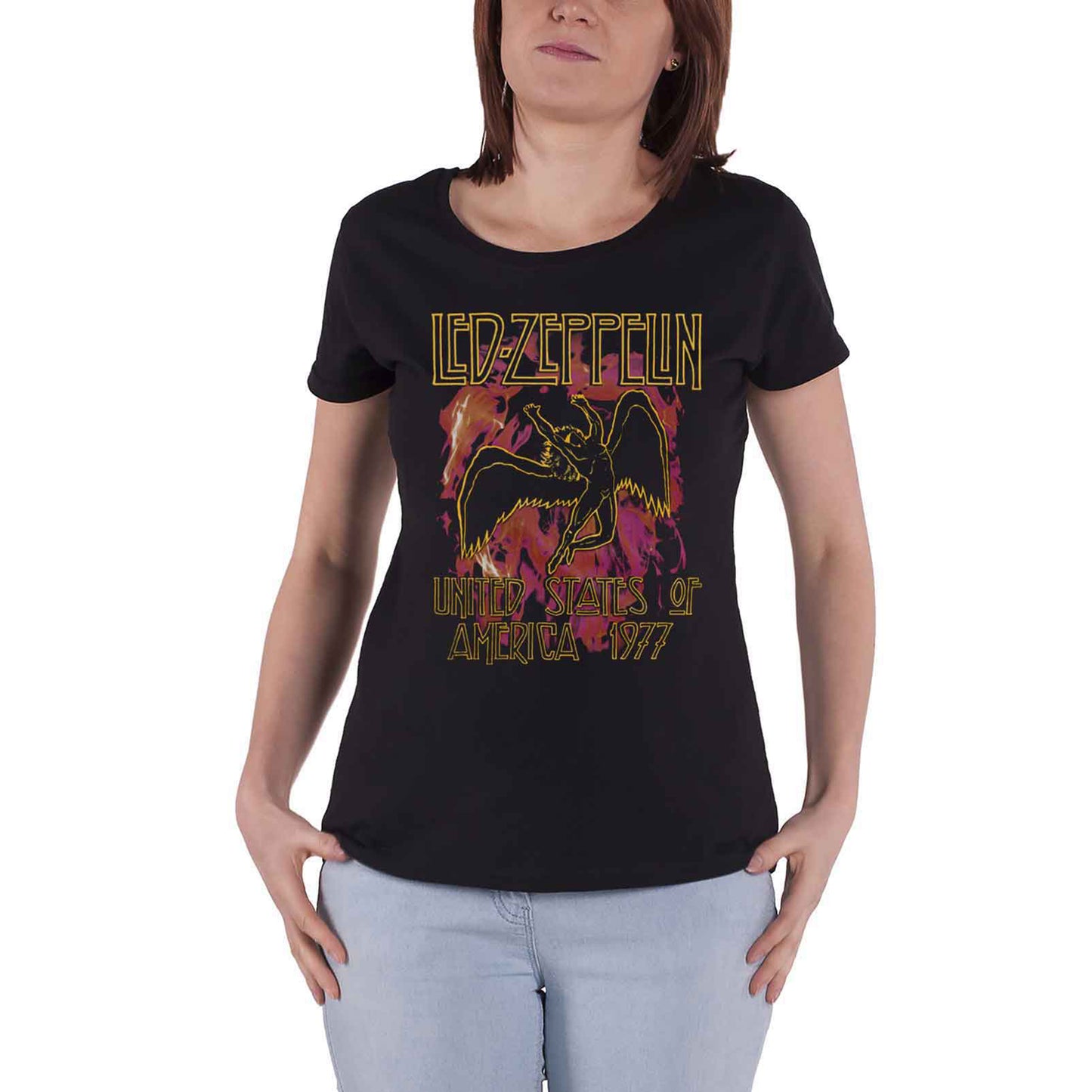 LED ZEPPELIN - BLACK FLAMES - Ladies T-Shirt Black
