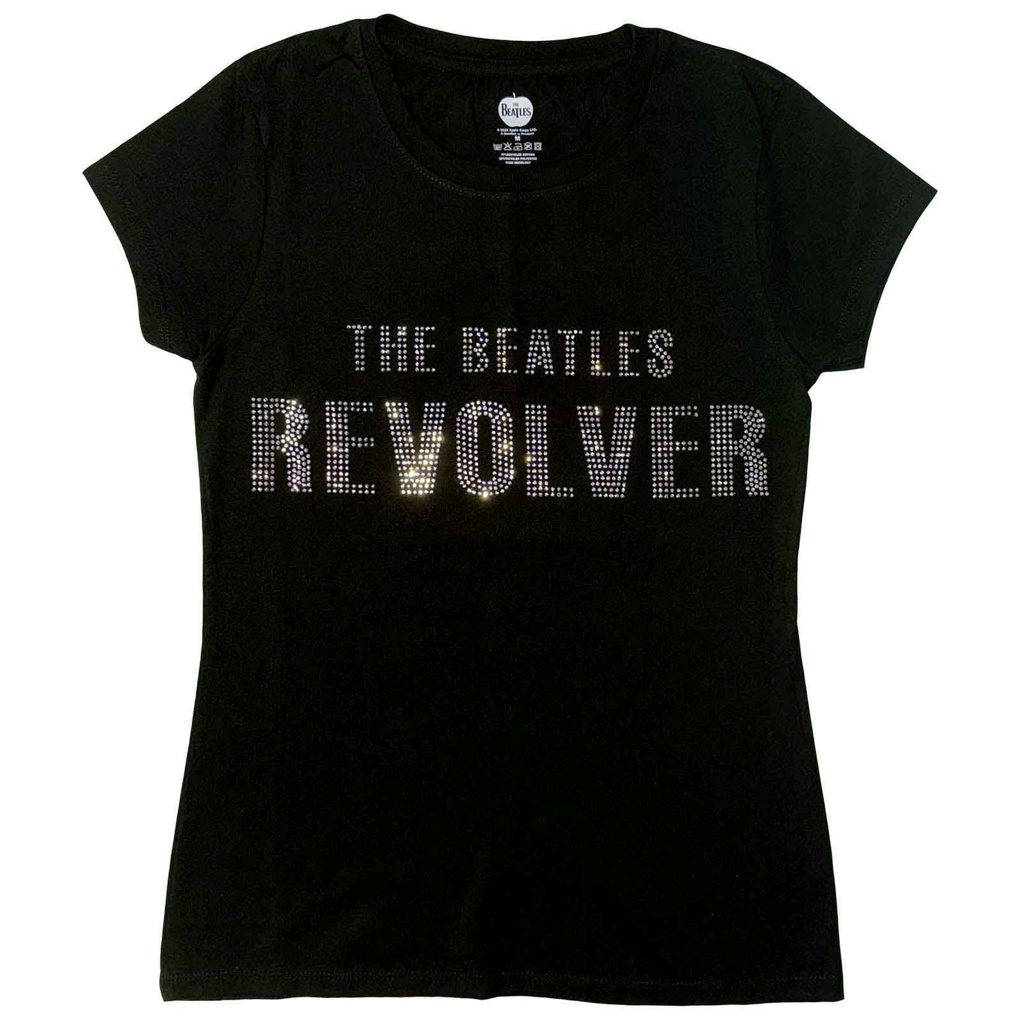 THE BEATLES - REVOLVER CRYSTALS - Ladies T-Shirt Black (Embellished)