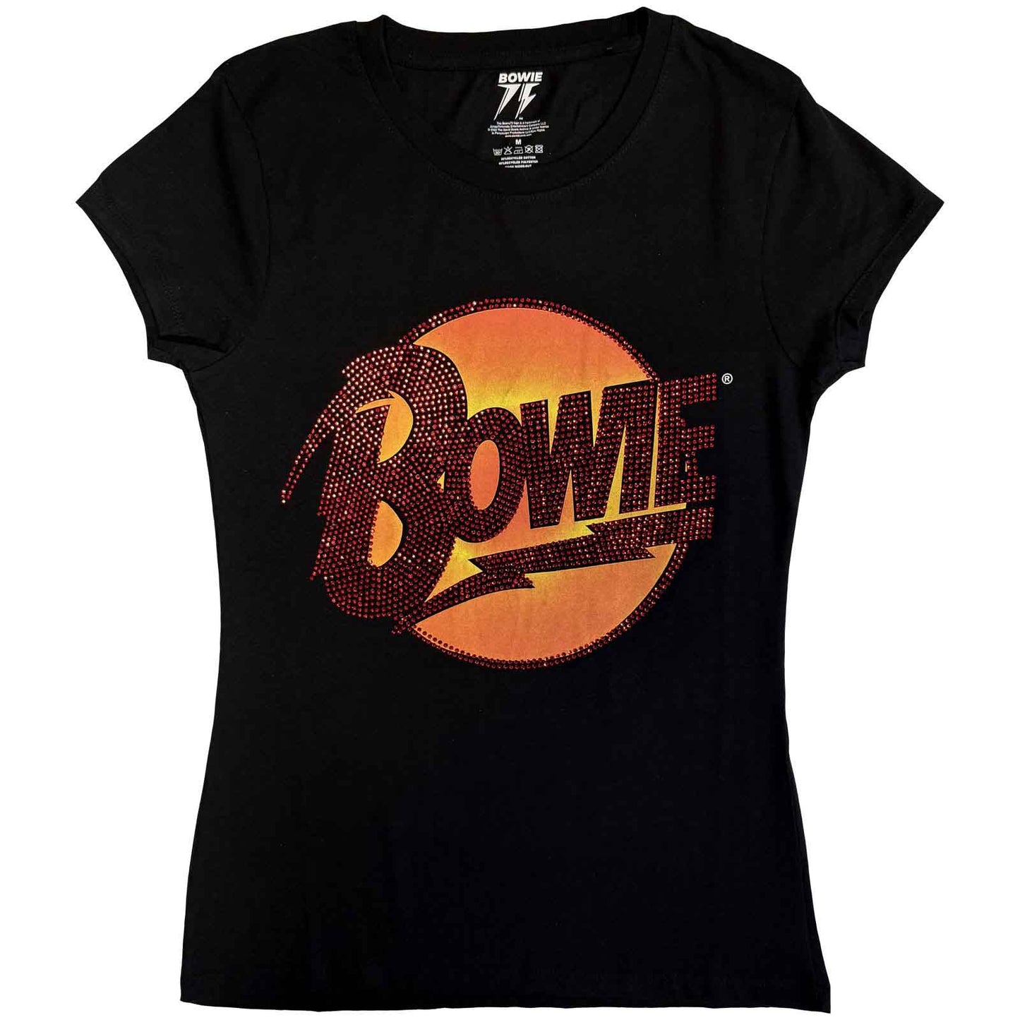 DAVID BOWIE - DIAMOND DOGS LOGO - Ladies T-Shirt Black (Embellished)