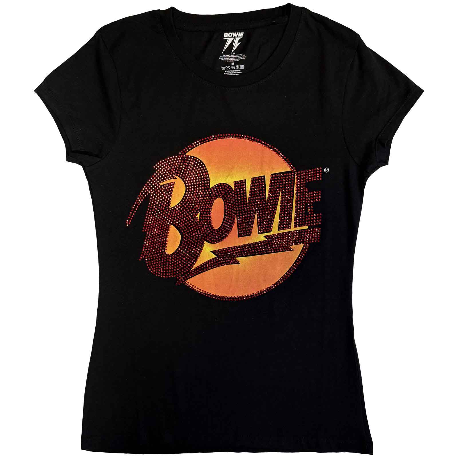 DAVID BOWIE - DIAMOND DOGS LOGO - Ladies T-Shirt Black (Embellished)
