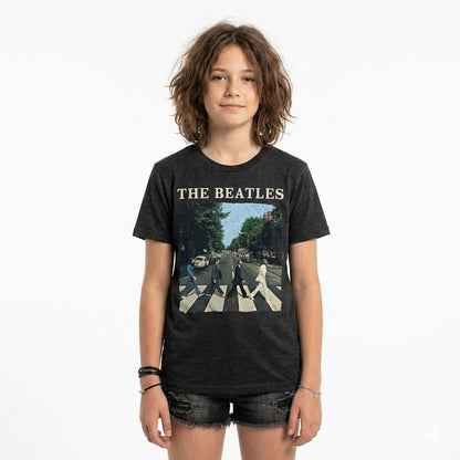 THE BEATLES - ABBEY ROAD & LOGO - Kids T-Shirt Black