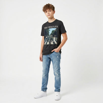 THE BEATLES - ABBEY ROAD & LOGO - Kids T-Shirt Black