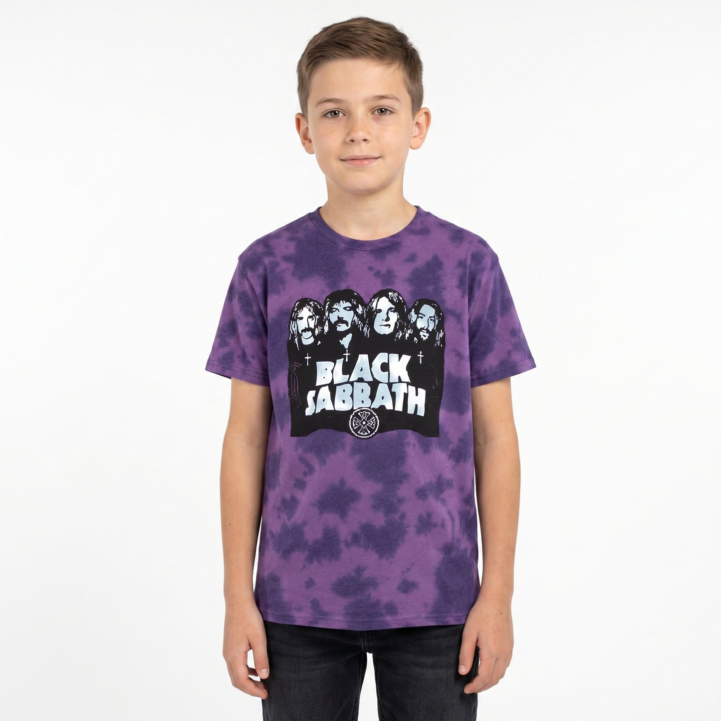 BLACK SABBATH - BAND & LOGO - Kids T-Shirt Purple (Wash Collection)