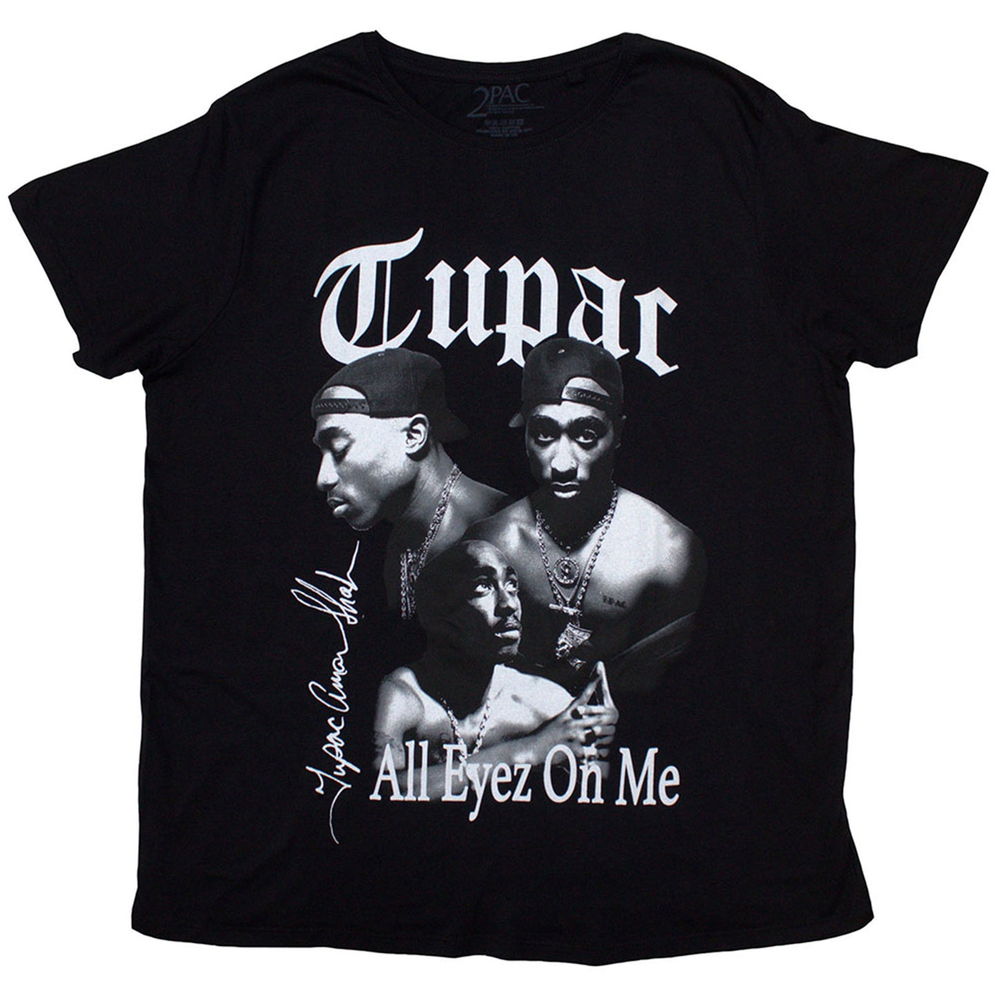TUPAC - ALL EYEZ B&W - T-Shirt Black