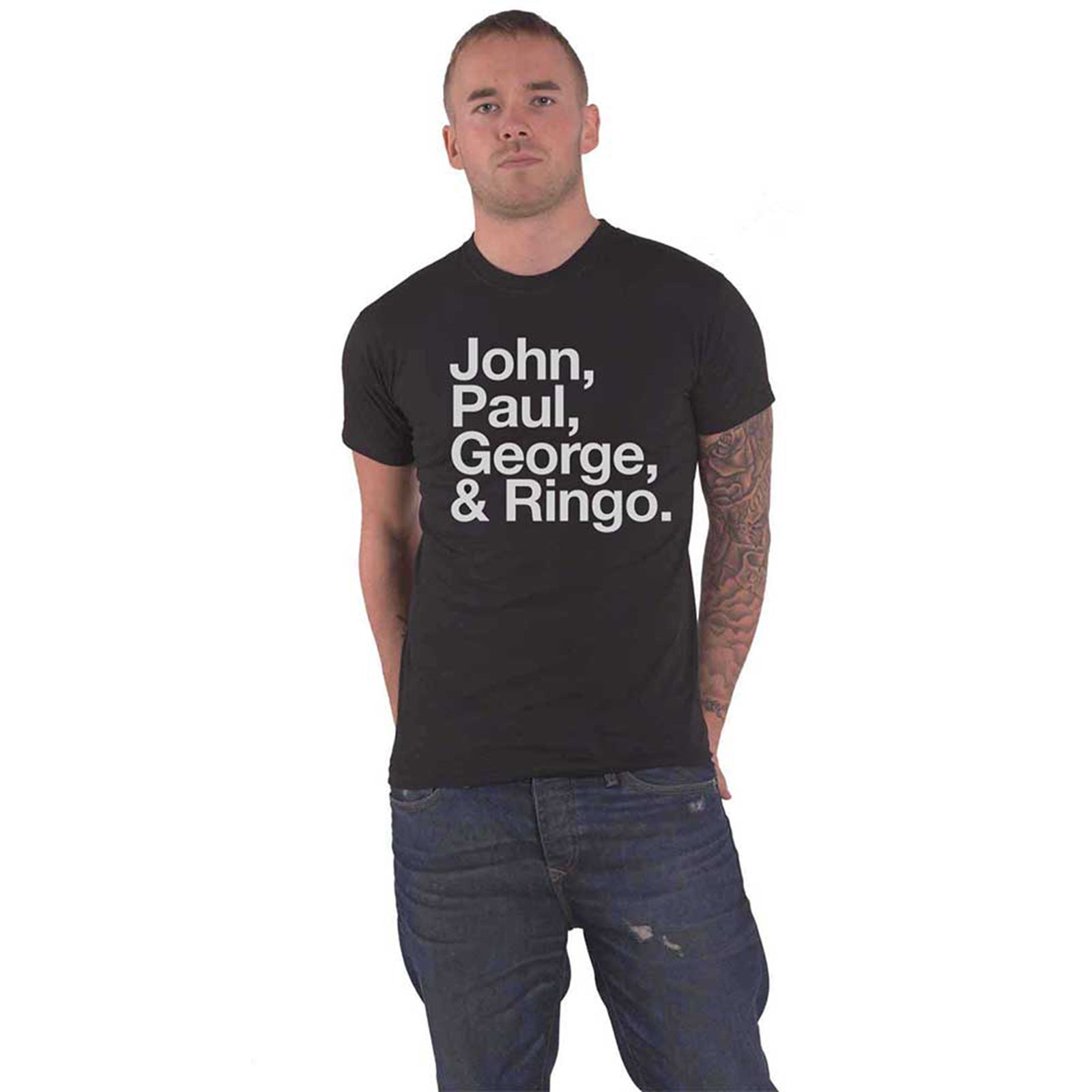BEATLES, THE - JOHN, PAUL, GEORGE & RINGO - T-Shirt Black