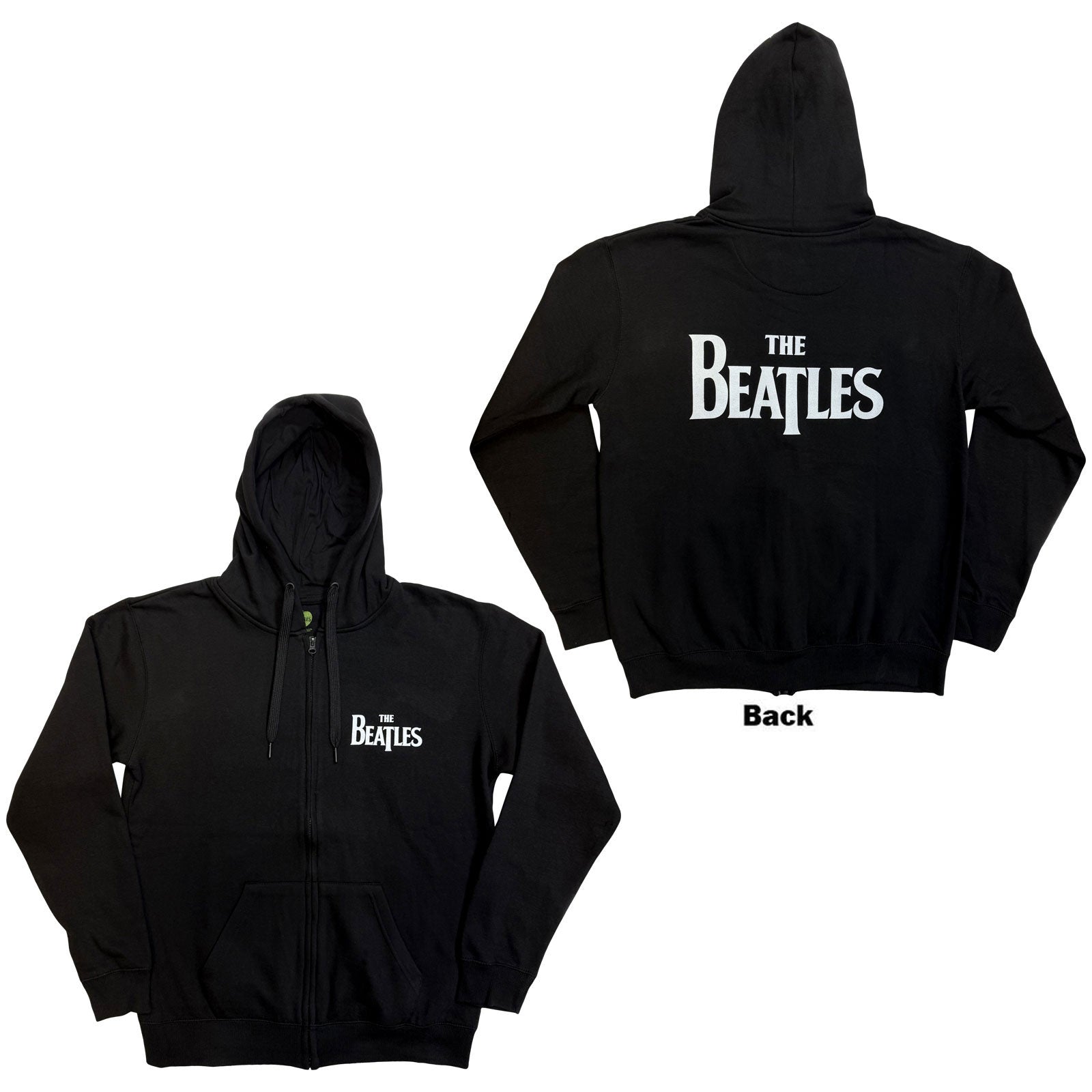 BEATLES, THE - DROP T LOGO - Zipped Hoodie Black (Back Print)