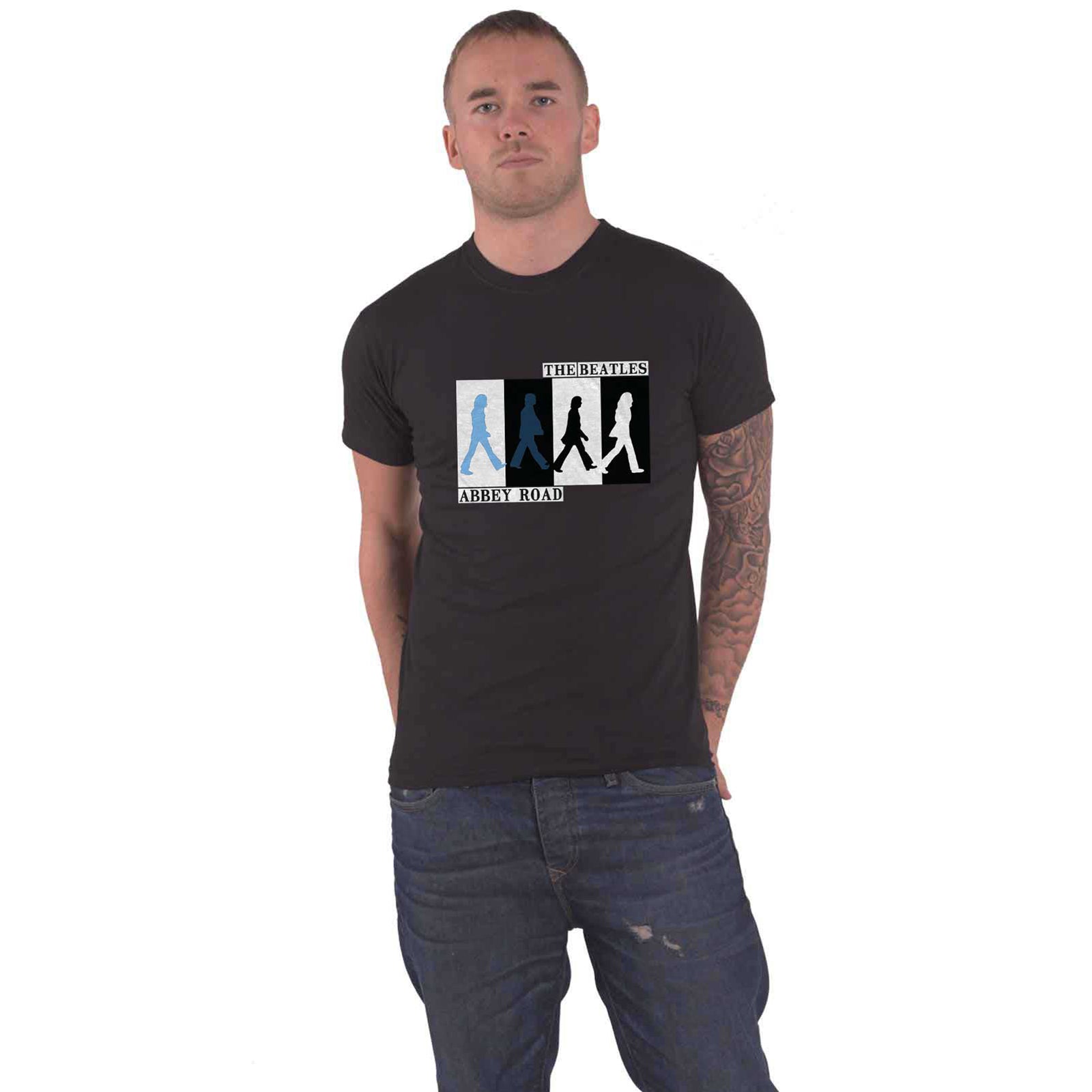 THE BEATLES - ABBEY ROAD COLOURS CROSSING - T-Shirt Black
