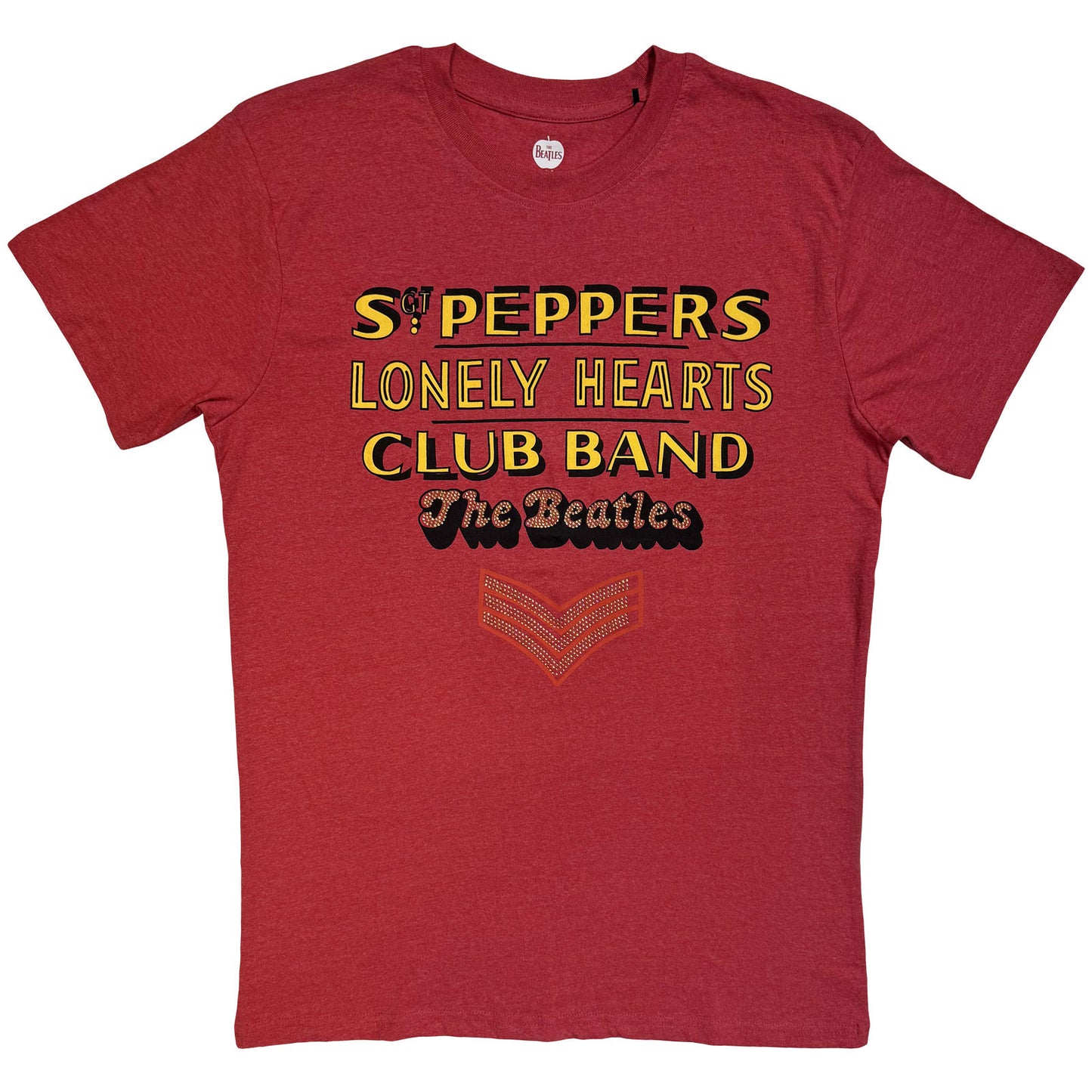 BEATLES, THE - SGT PEPPER STACKED CRYSTALS - T-Shirt Red (Embellished)