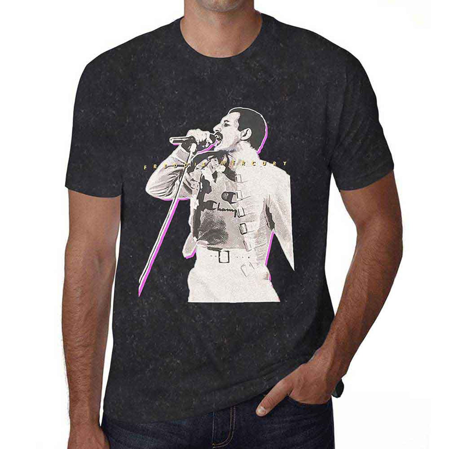 FREDDIE MERCURY - GLOW - T-Shirt Black (Wash Collection)