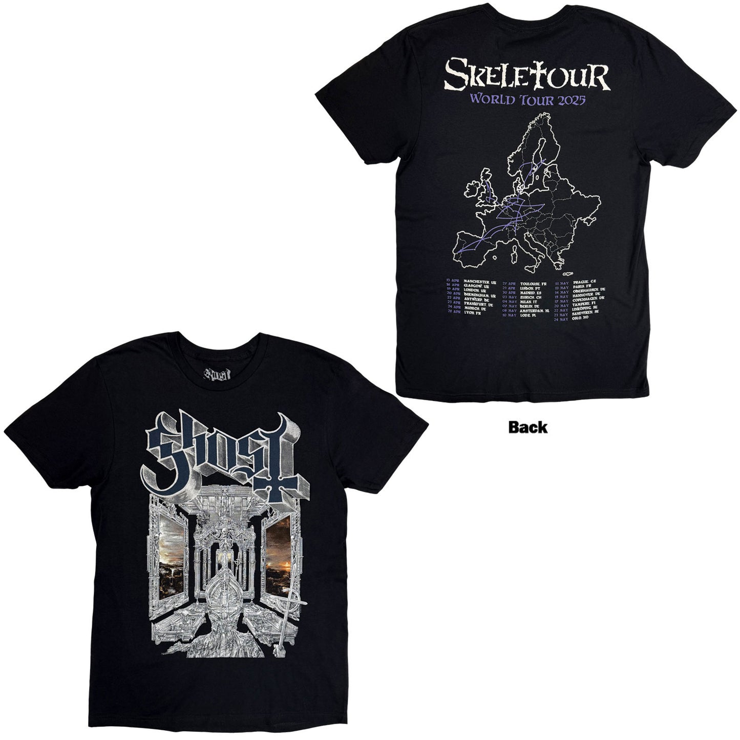 GHOST - SKELETA ALBUM COVER '25 TOUR DATES - T-Shirt Black (Back Print)