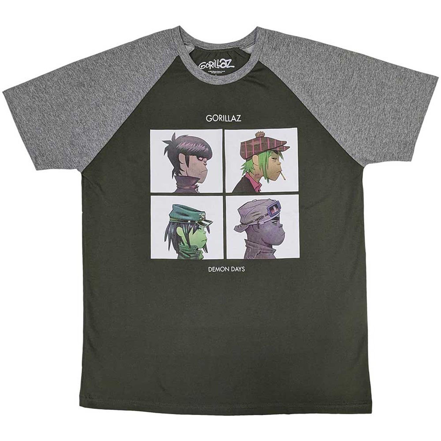 GORILLAZ - DEMON DAYS - Raglan T-Shirt Green