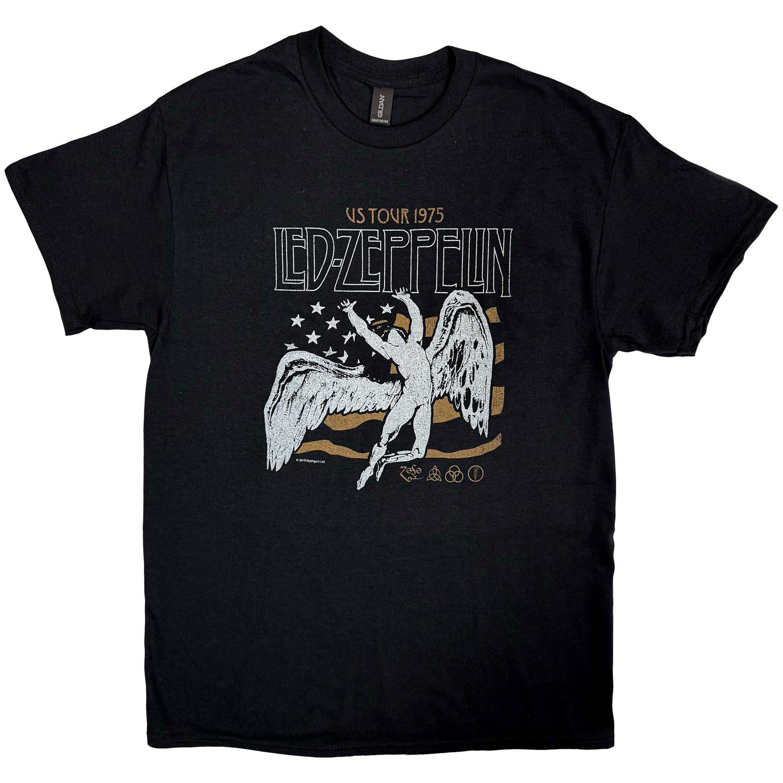 LED ZEPPELIN - US 1975 TOUR FLAG - T-Shirt Black – Spiral Direct