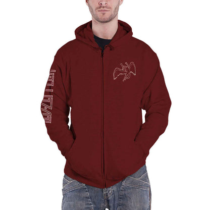 LED ZEPPELIN - SYMBOLS - Zipped Hoodie Red (Back Print)