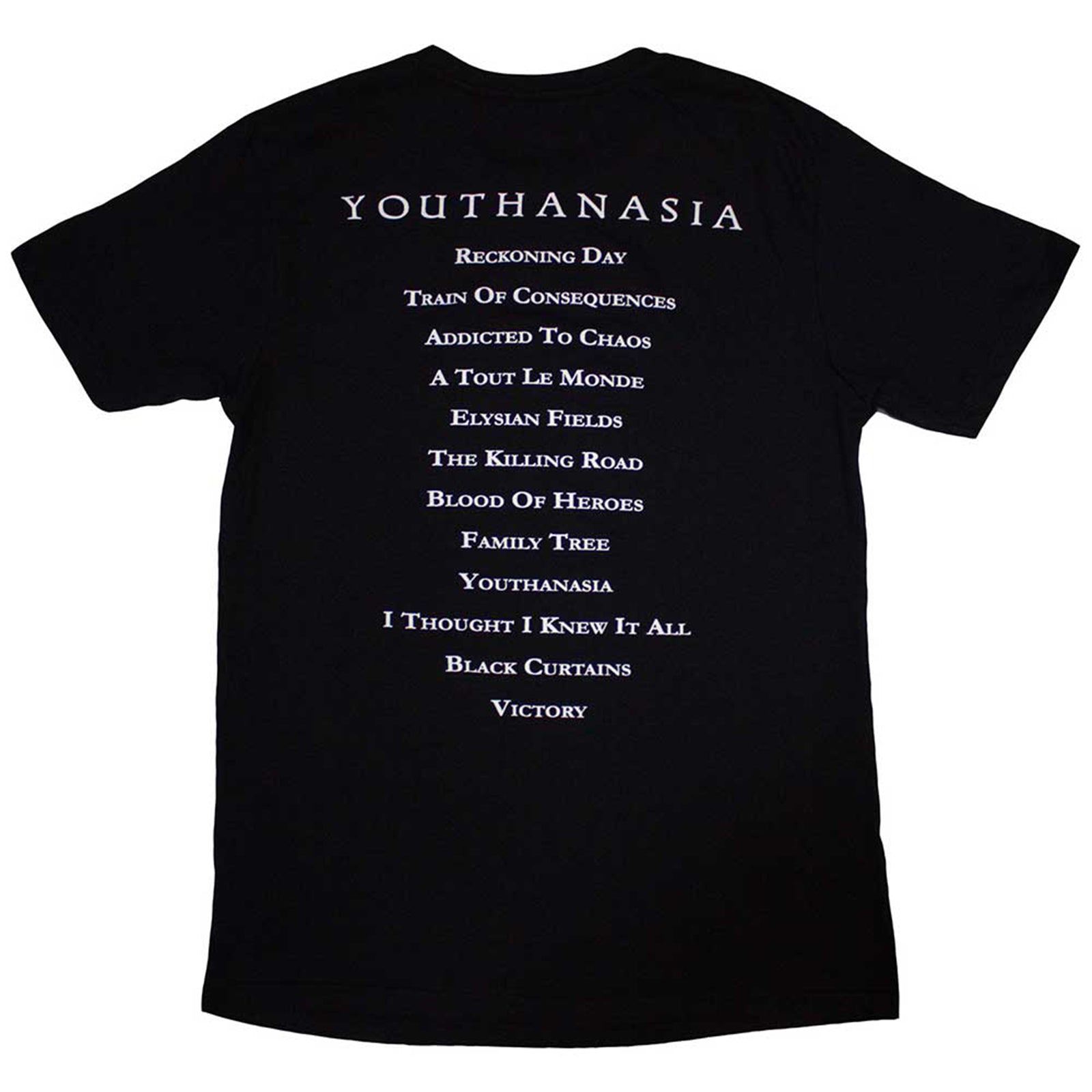 MEGADETH - YOUTHANASIA TRACKLIST - T-Shirt Black (Back Print)
