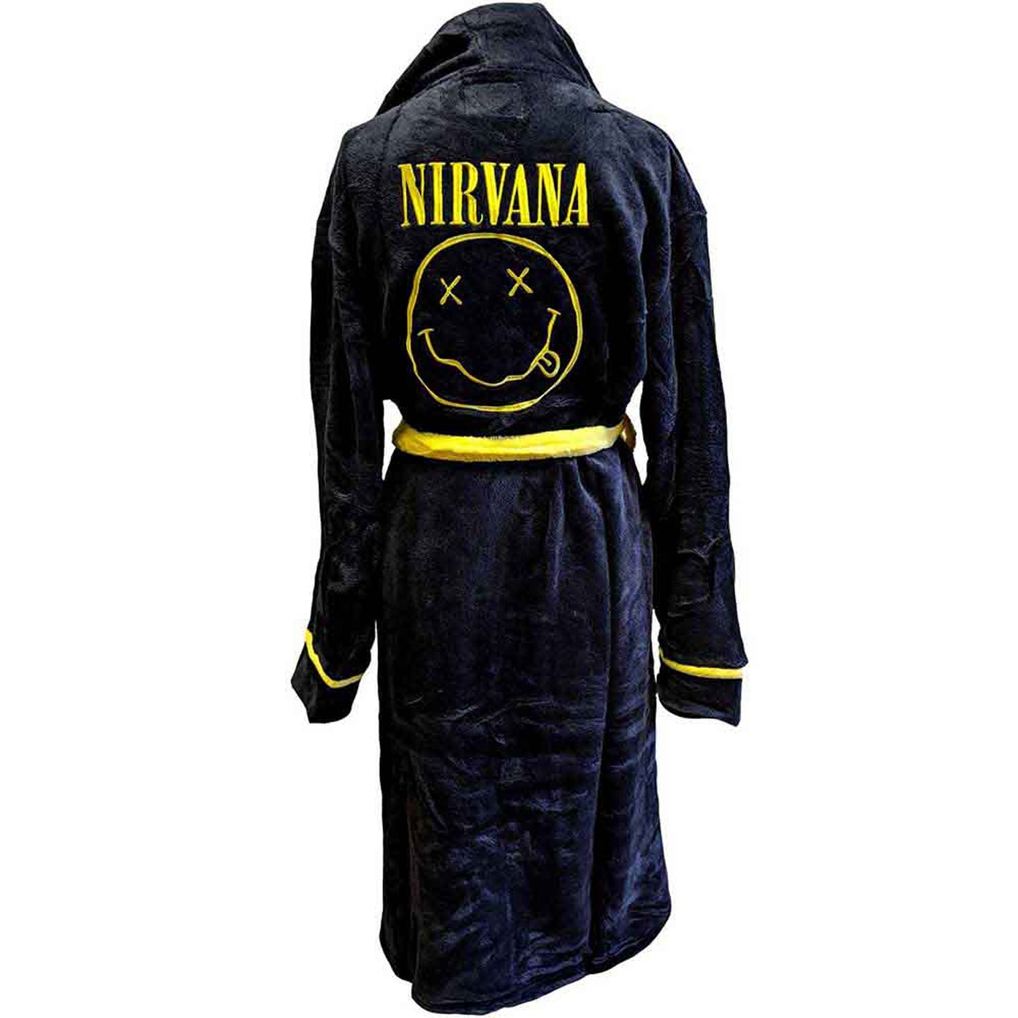 NIRVANA - YELLOW HAPPY FACE - Bathrobe Black (Back Print)