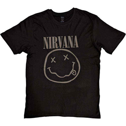 NIRVANA - BLACK HAPPY FACE - T-Shirt Black (Hi-Build)