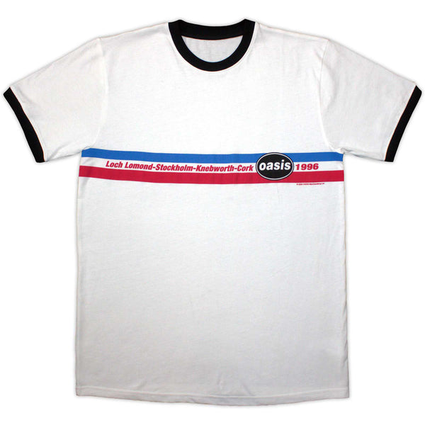 OASIS - 1996 TOUR HORIZONTAL STRIPES - Ringer T-Shirt White