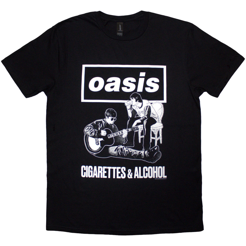 OASIS CIGARETTES & ALCOHOL ILLUSTRATION MONO T Shirt
