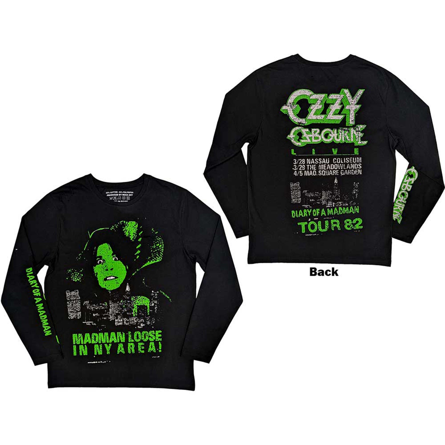 OZZY OSBOURNE - MADMAN LOOSE - Long Sleeve T-Shirt Black (Back & Sleeve Print)