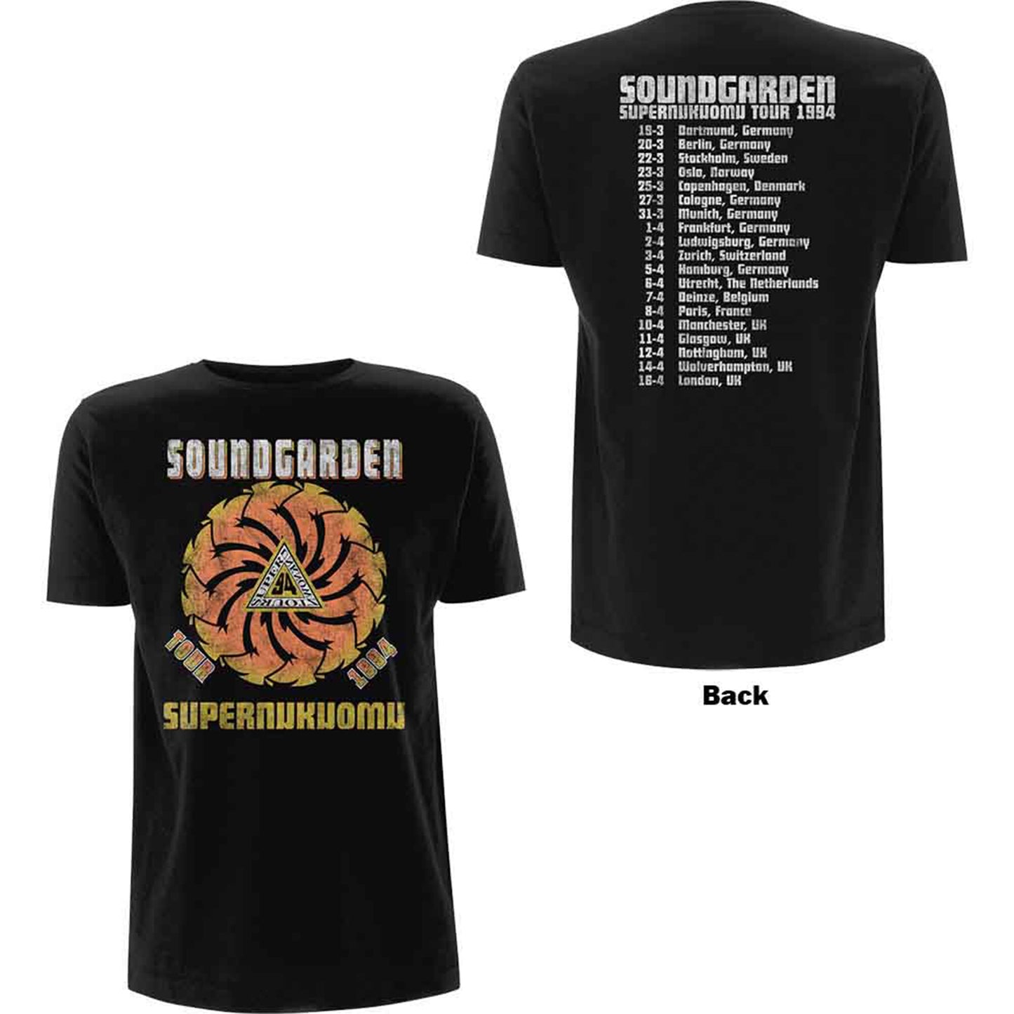SOUNDGARDEN - SUPERUNKNOWN TOUR '94 - T-Shirt Black (Back Print)