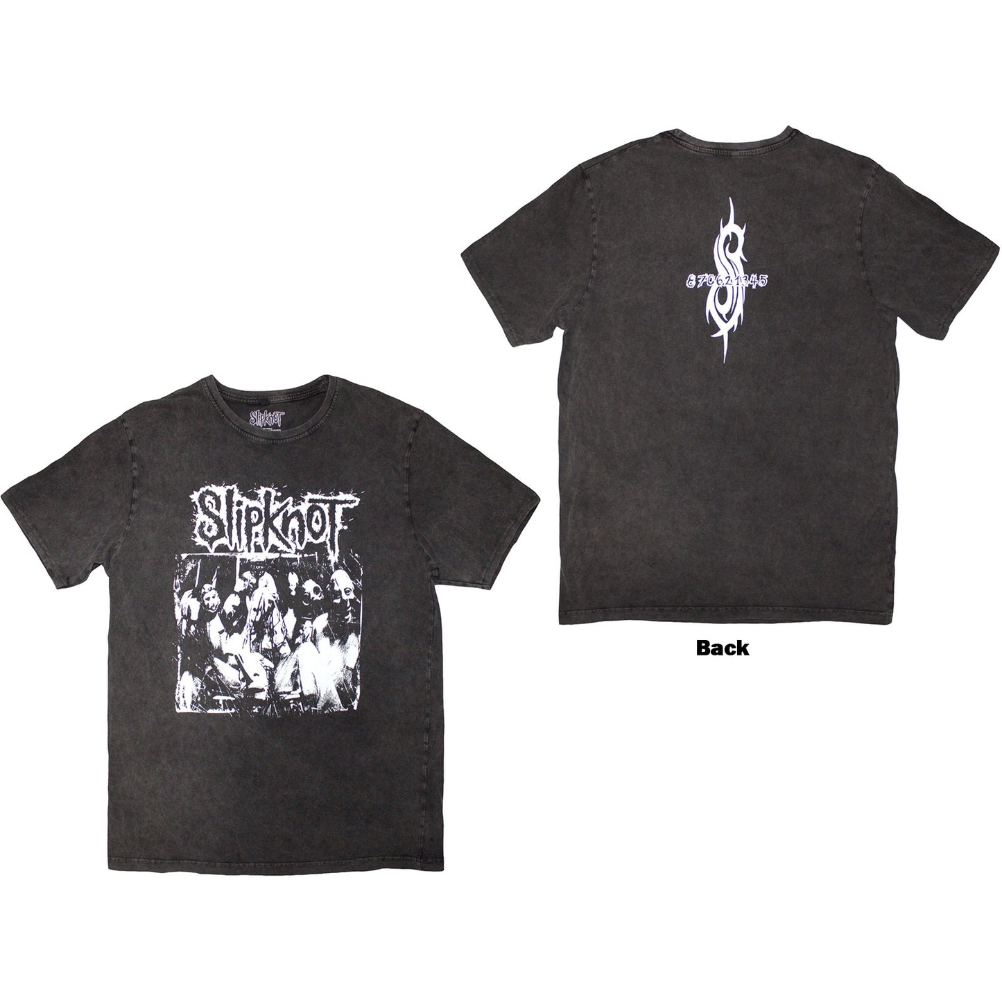 SLIPKNOT - ALBUM SPLATTER - Stone Wash T-Shirt Grey (Back Print)