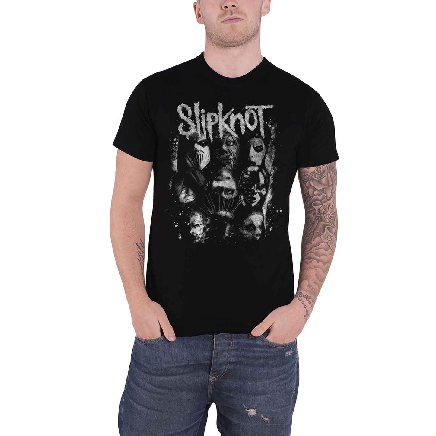 SLIPKNOT - WANYK WHITE SPLATTER - T-Shirt Black (Back Print)