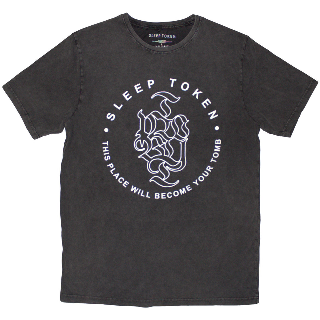 SLEEP TOKEN TOMB TEXT RING Stone Wash T Shirt