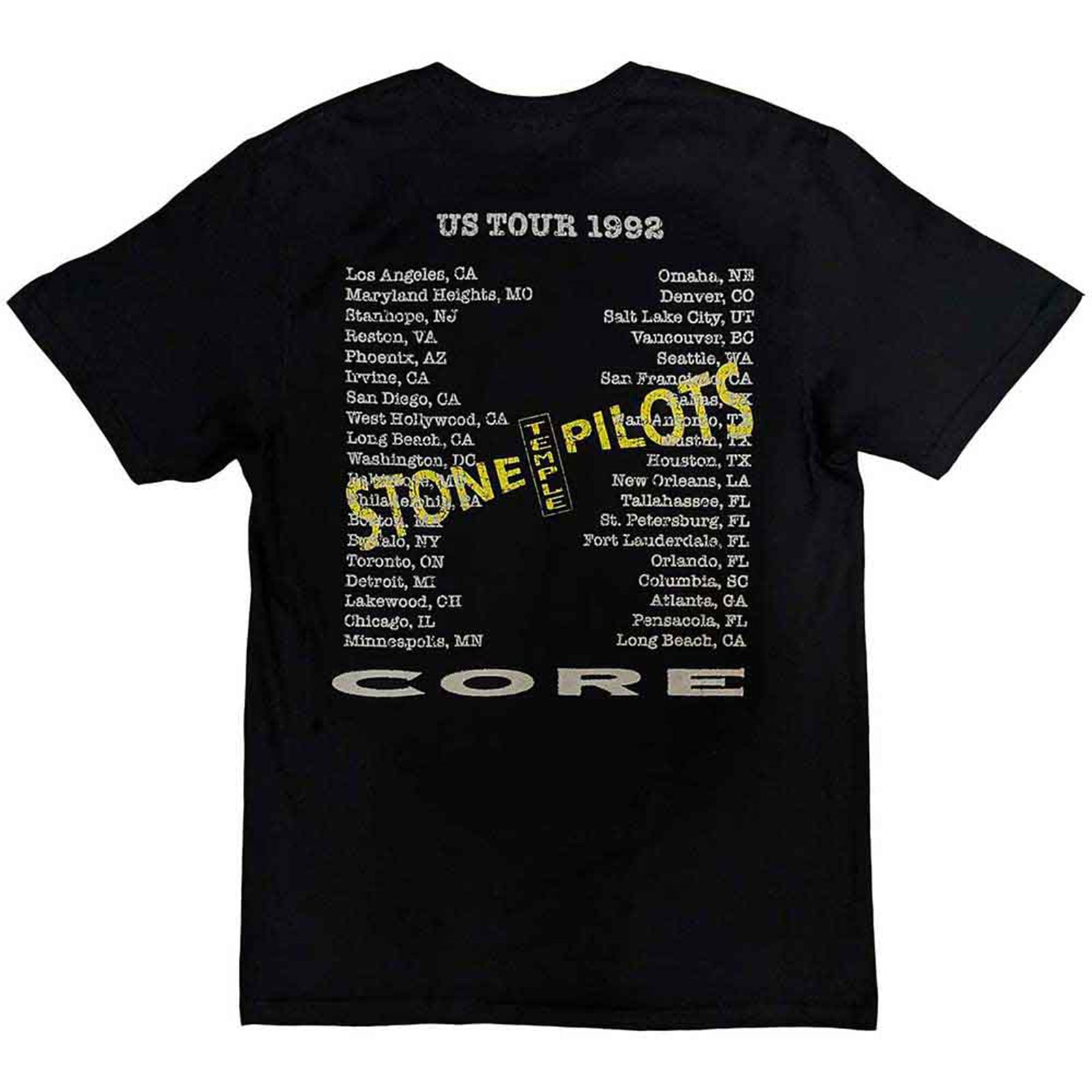 STONE TEMPLE PILOTS - CORE US TOUR '92 - T-Shirt Black (Back Print)