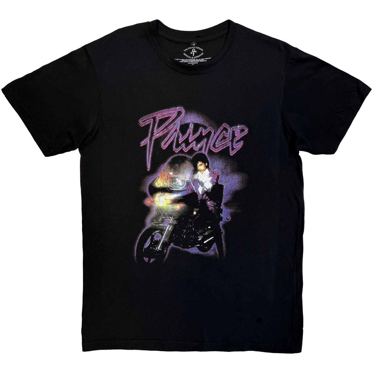 PRINCE - LOGO OUTLINE PURPLE RAIN - Maglietta Carbon Black (retro stampa)