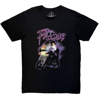 PRINCE - LOGO OUTLINE PURPLE RAIN - Maglietta Carbon Black (retro stampa)
