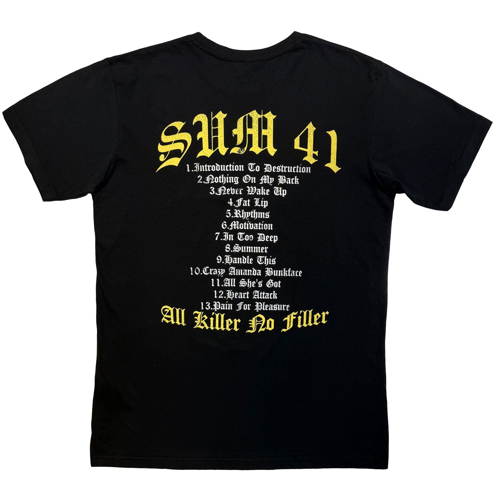 SUM 41 - ALL KILLER NO FILLER TRACKLIST - Carbon T-Shirt Black (Back Print)