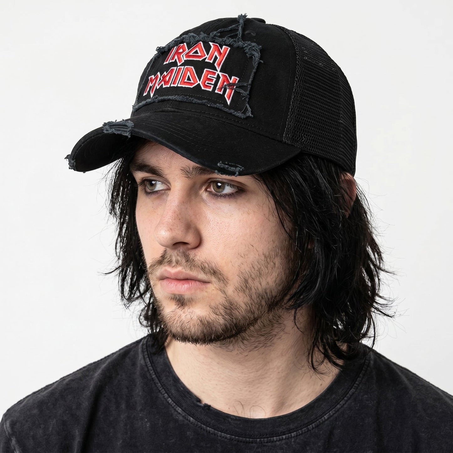 IRON MAIDEN - SCUFFED LOGO - Mesh Back Cap Black