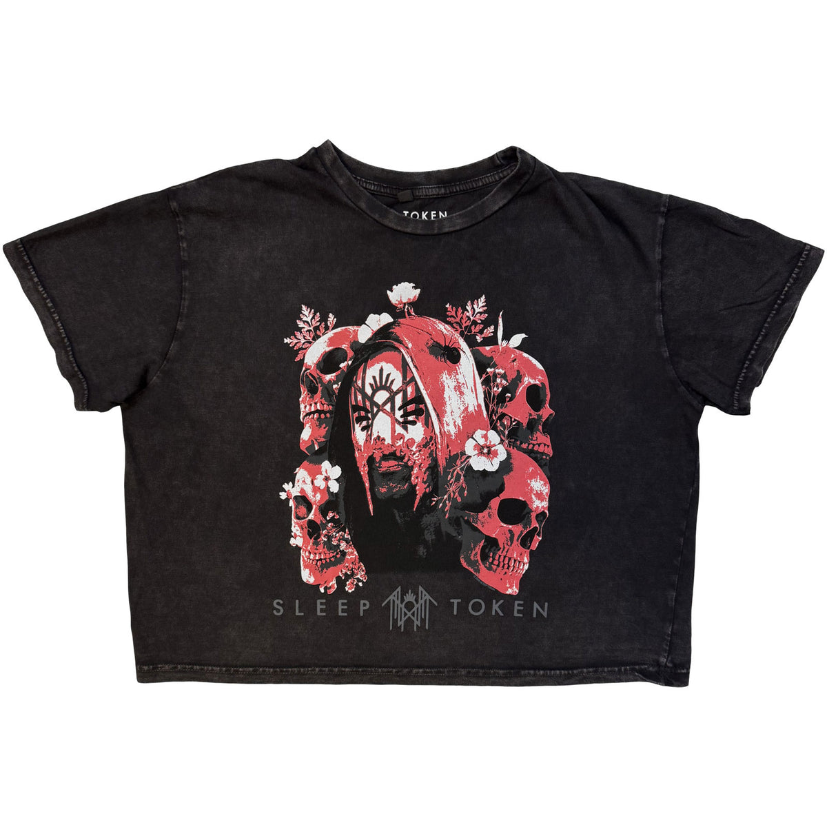 SLEEP TOKEN - SKULL & FLOWERS - Ladies Crop Top Charcoal Grey