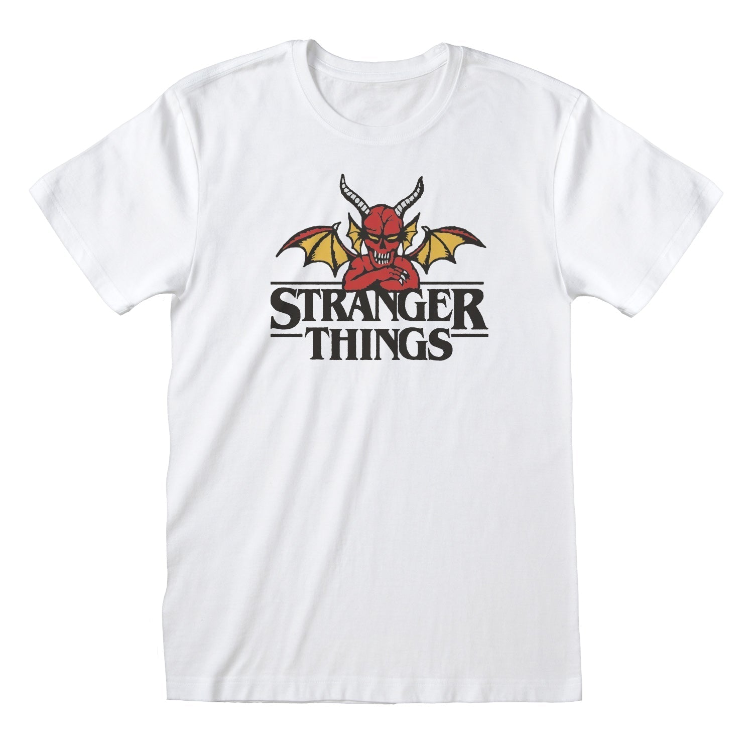 STRANGER THINGS - DEMON - Front Print T-Shirt White