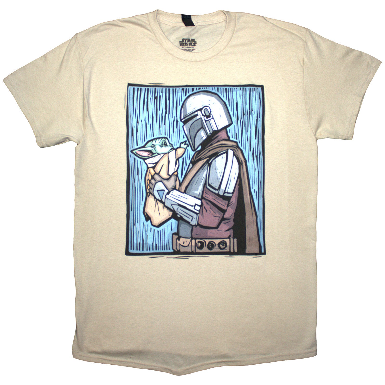 STAR WARS - EL MANDALORIANO SUJETANDO A GROGU - Camiseta Neutra
