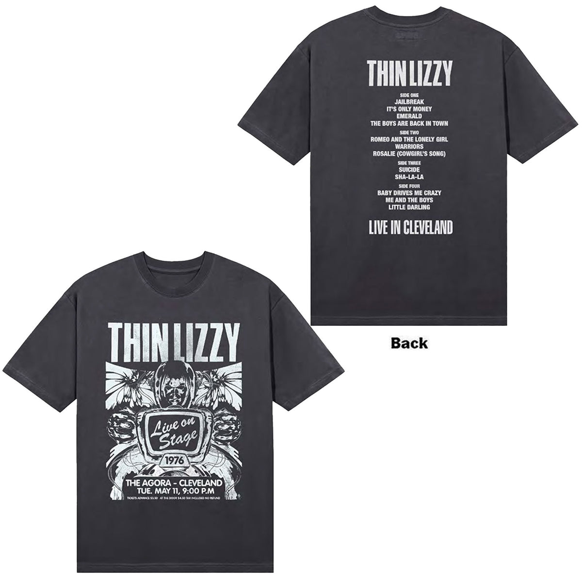 THIN LIZZY - CLEVELAND '76 TICKET - T-Shirt Black