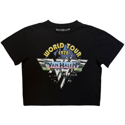 VAN HALEN - WORLD TOUR '78 - Ladies Crop Top Black