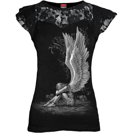ENSLAVED ANGEL Lace Layered Cap Sleeve Top