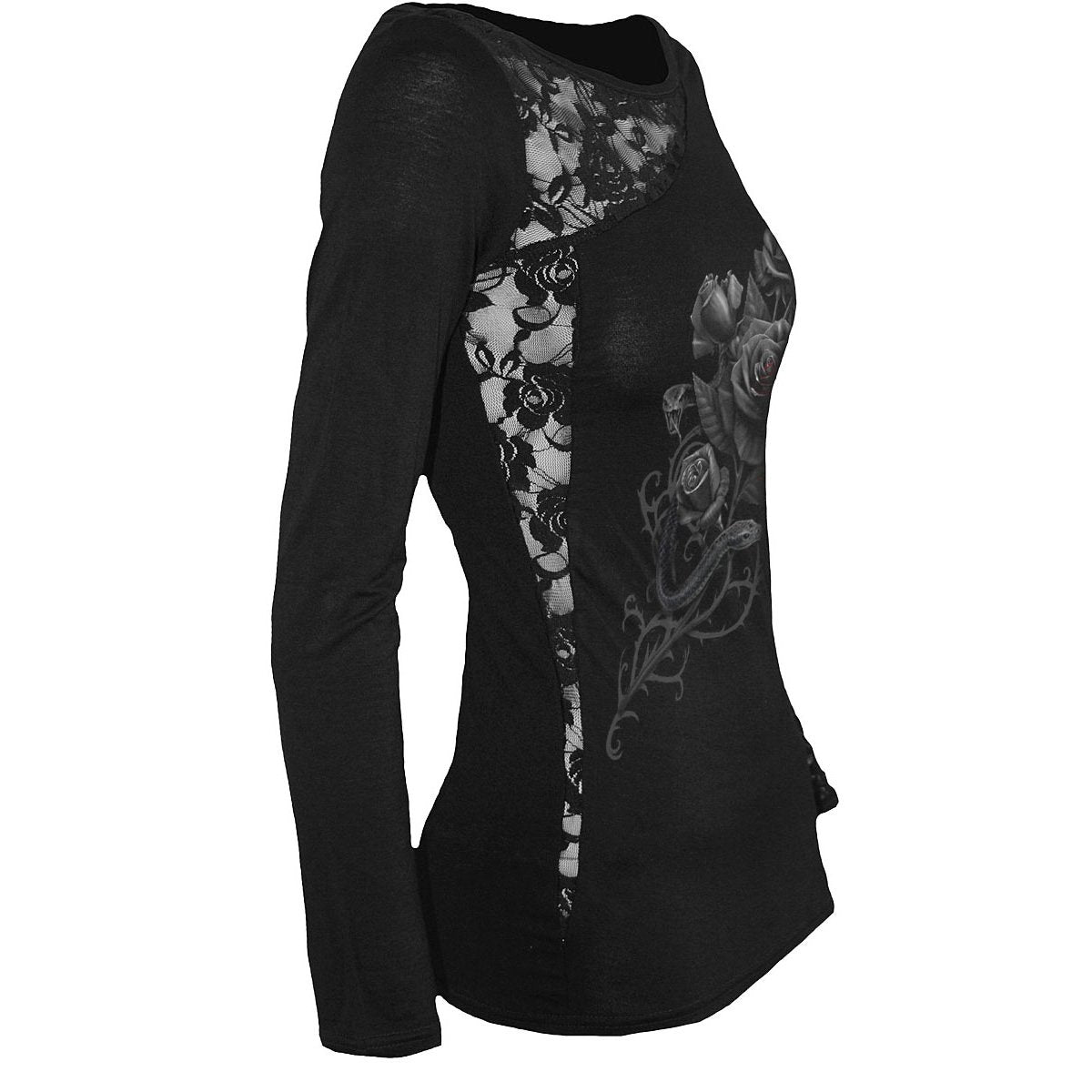 FATAL ATTRACTION - Lace One Shoulder Top Black - Spiral USA