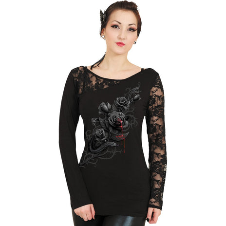 FATAL ATTRACTION - Lace One Shoulder Top Black