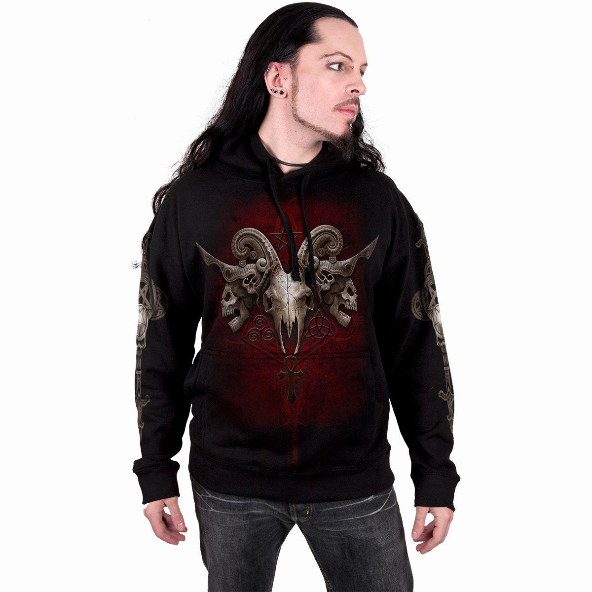 Black goth hoodie hotsell